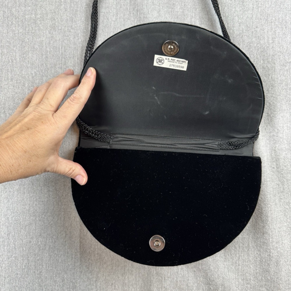 Vintage Black Velvet Purse  Elegant Beads Gold & Black  Made in Hong Kong - Picture 16 of 16